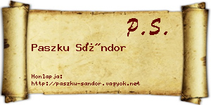 Paszku Sándor névjegykártya